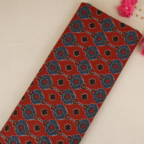 Maroon Ajrakh Print Cotton Fabric AFI-29572