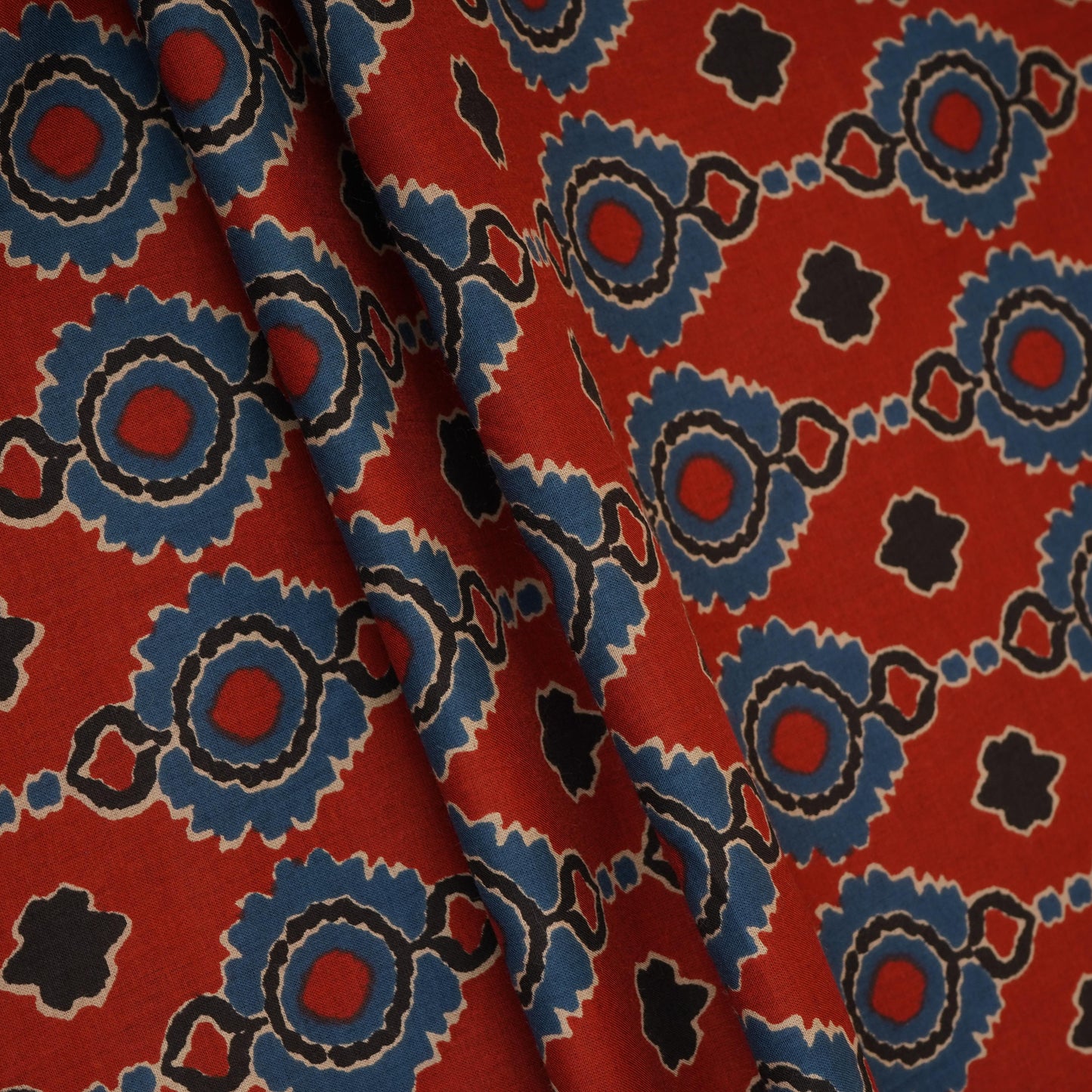 Maroon Ajrakh Print Cotton Fabric AFI-29572