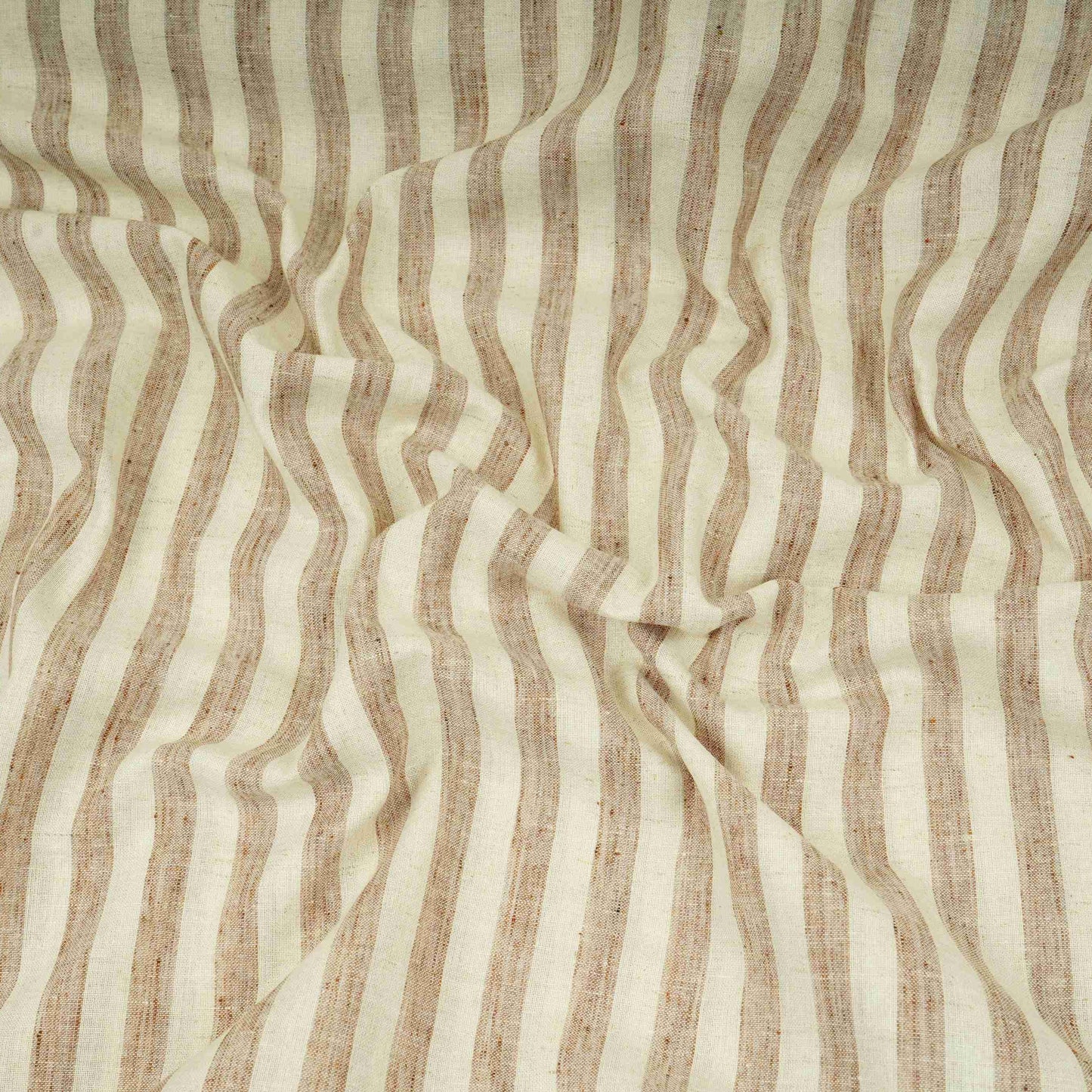Cream with Brown Stripes Linen Fabric RS-31219