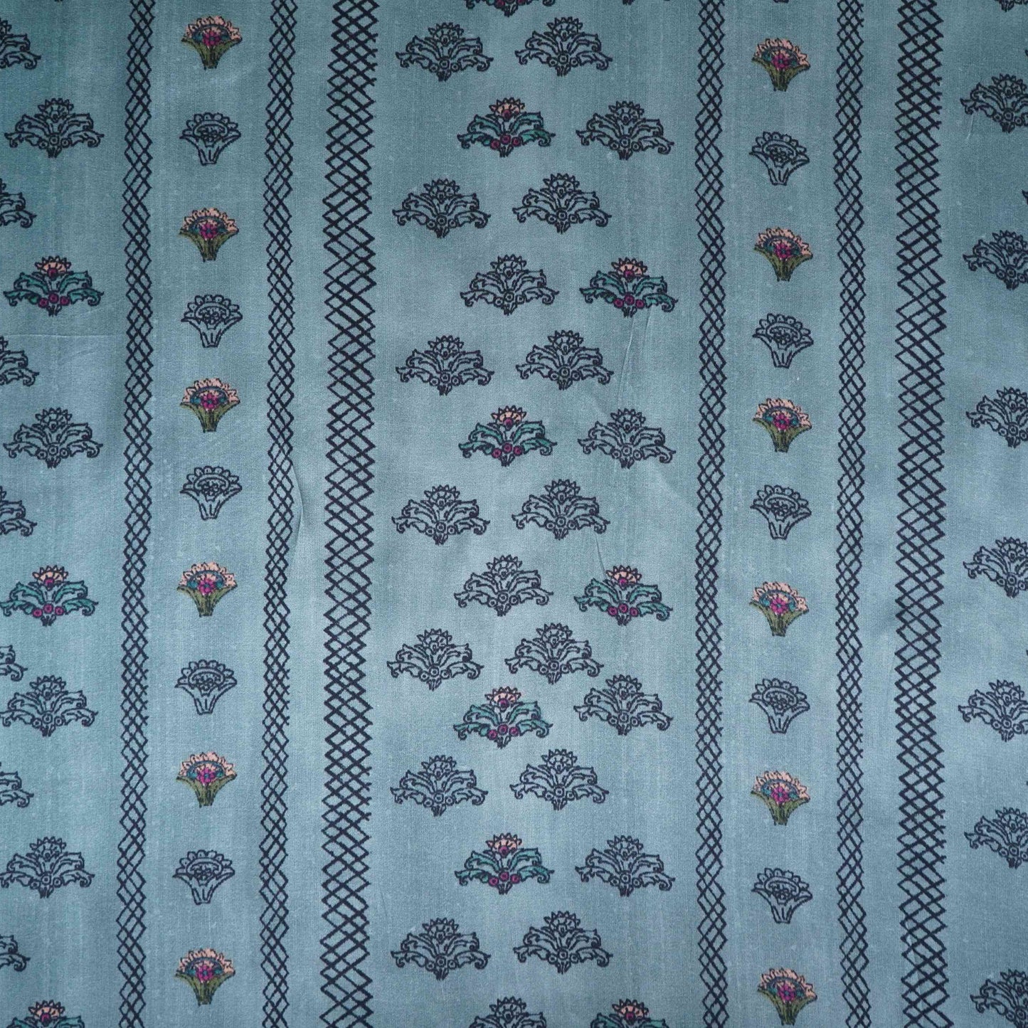 Sea Green Ajrakh print Bemberg Modal Silk Fabric KTP-31434