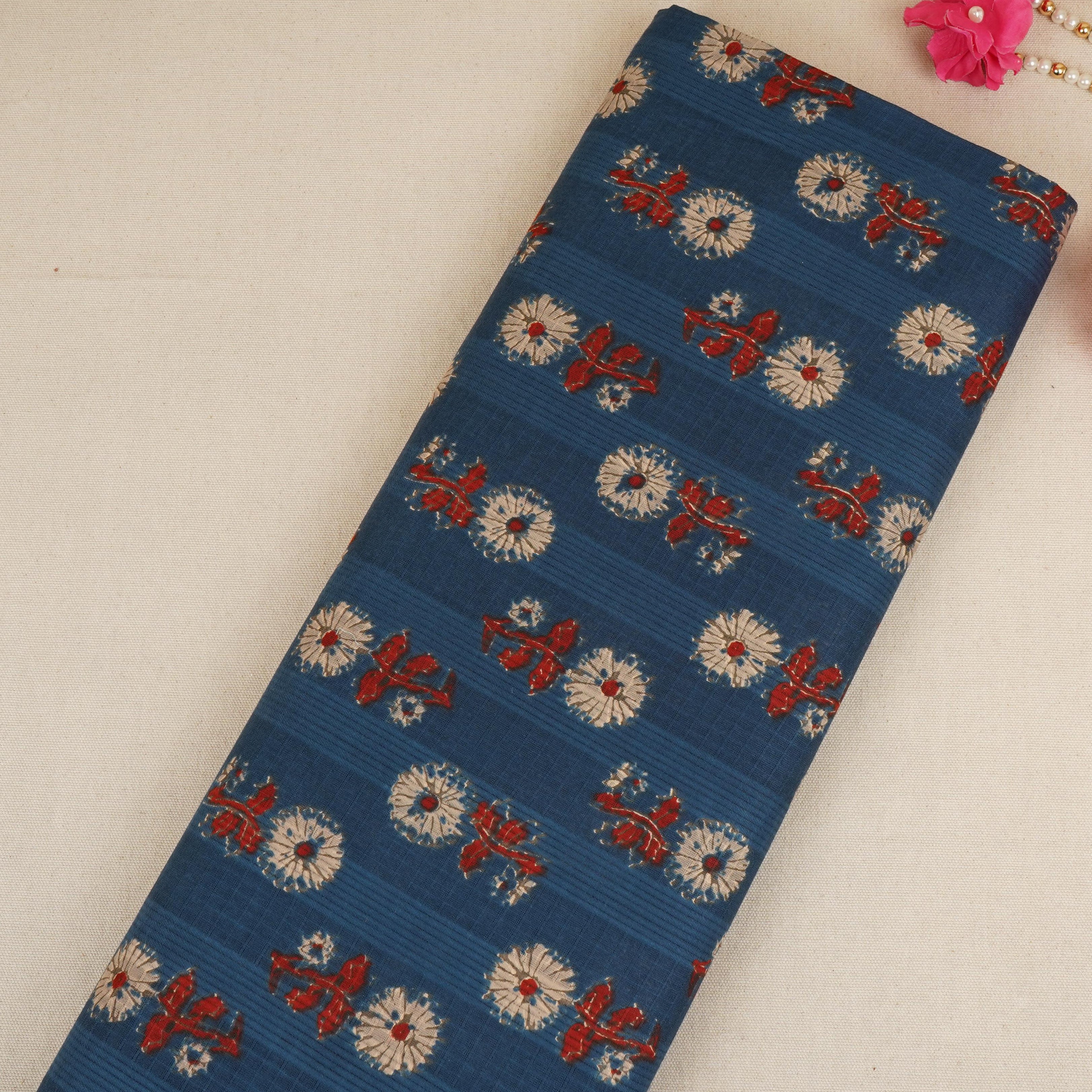 Blue check Print Cotton Dobby Fabric AFI-29528 - TradeUNO