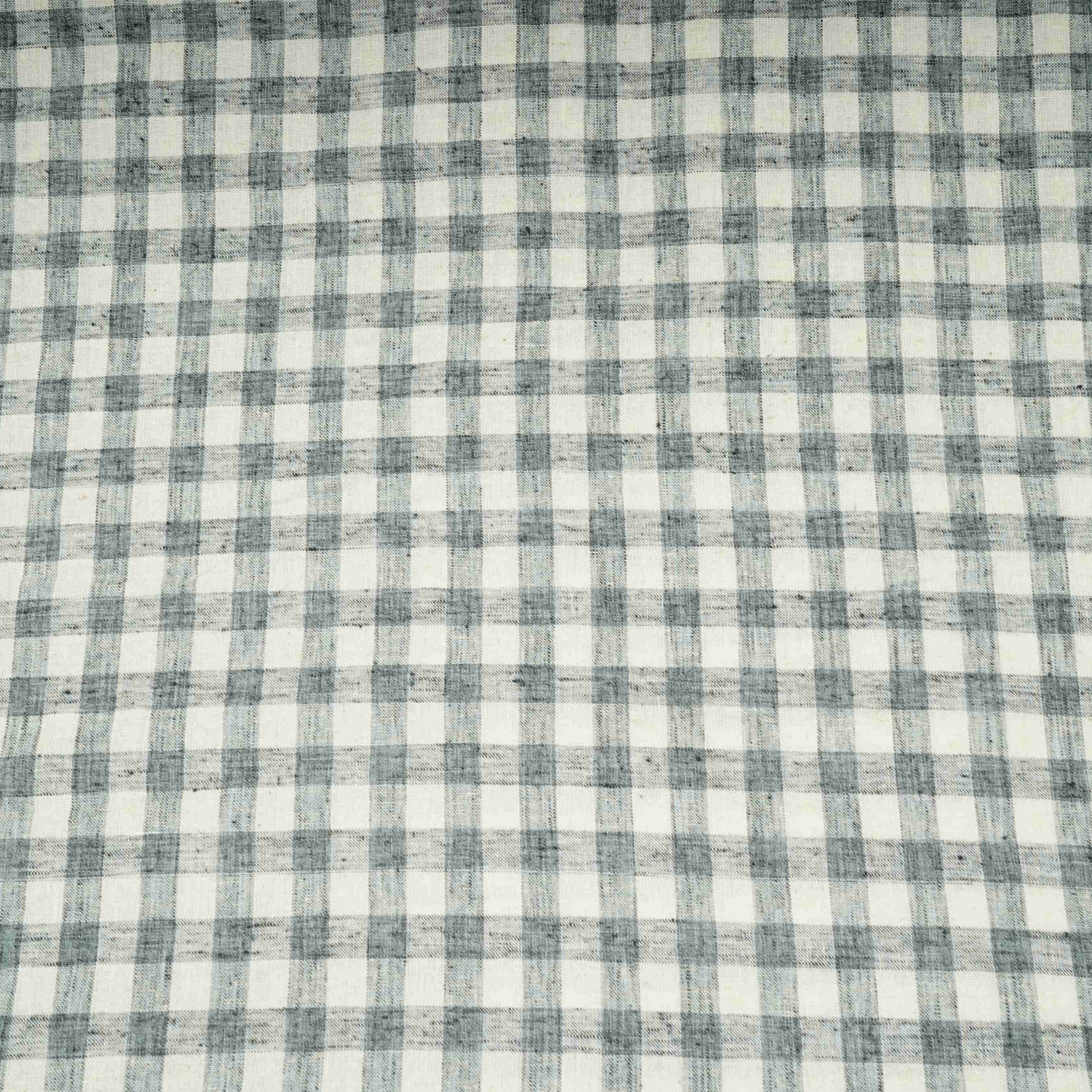 Grey & White Check Linen Fabric RS-30236 - TradeUNO