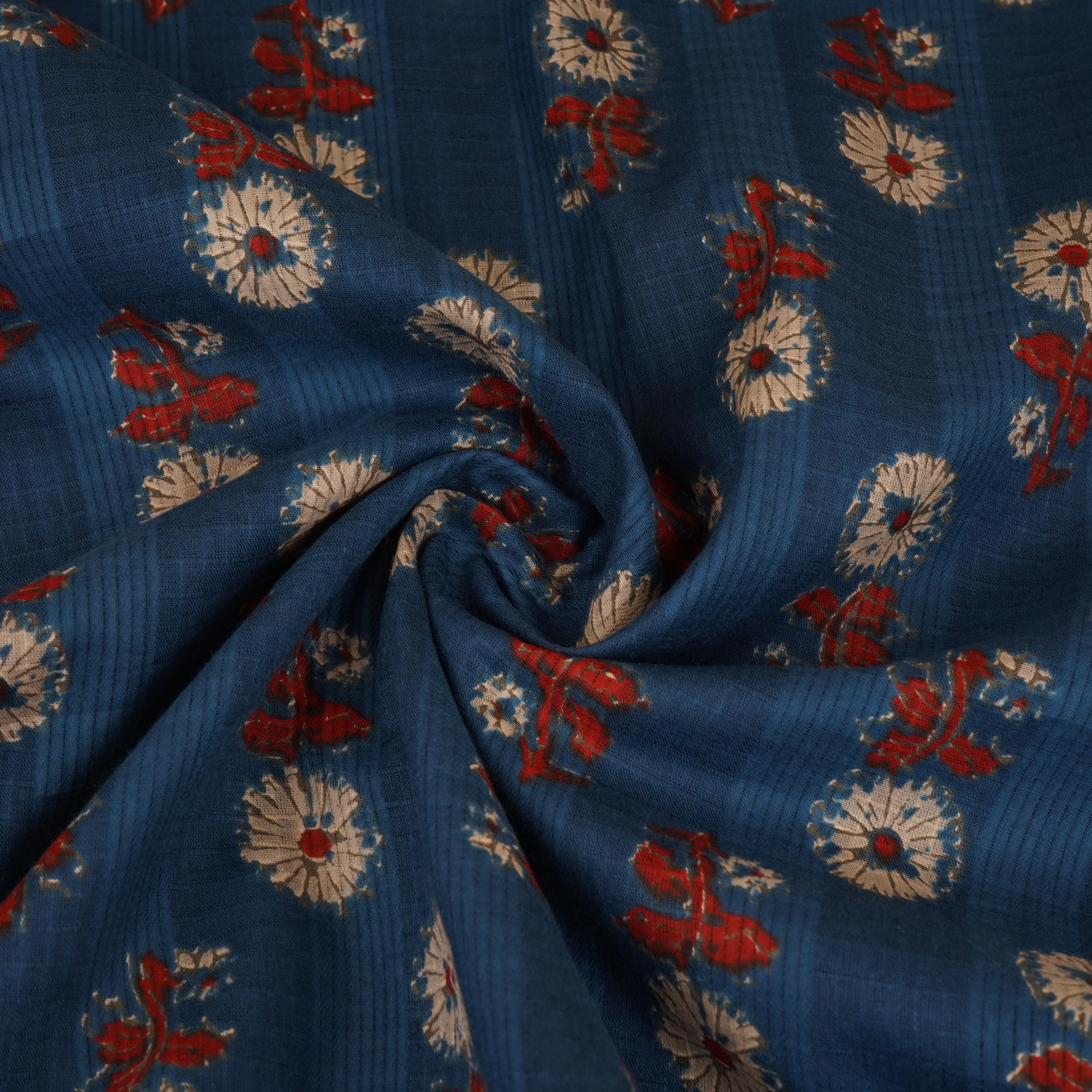 Blue check Print Cotton Dobby Fabric AFI-29528 - TradeUNO