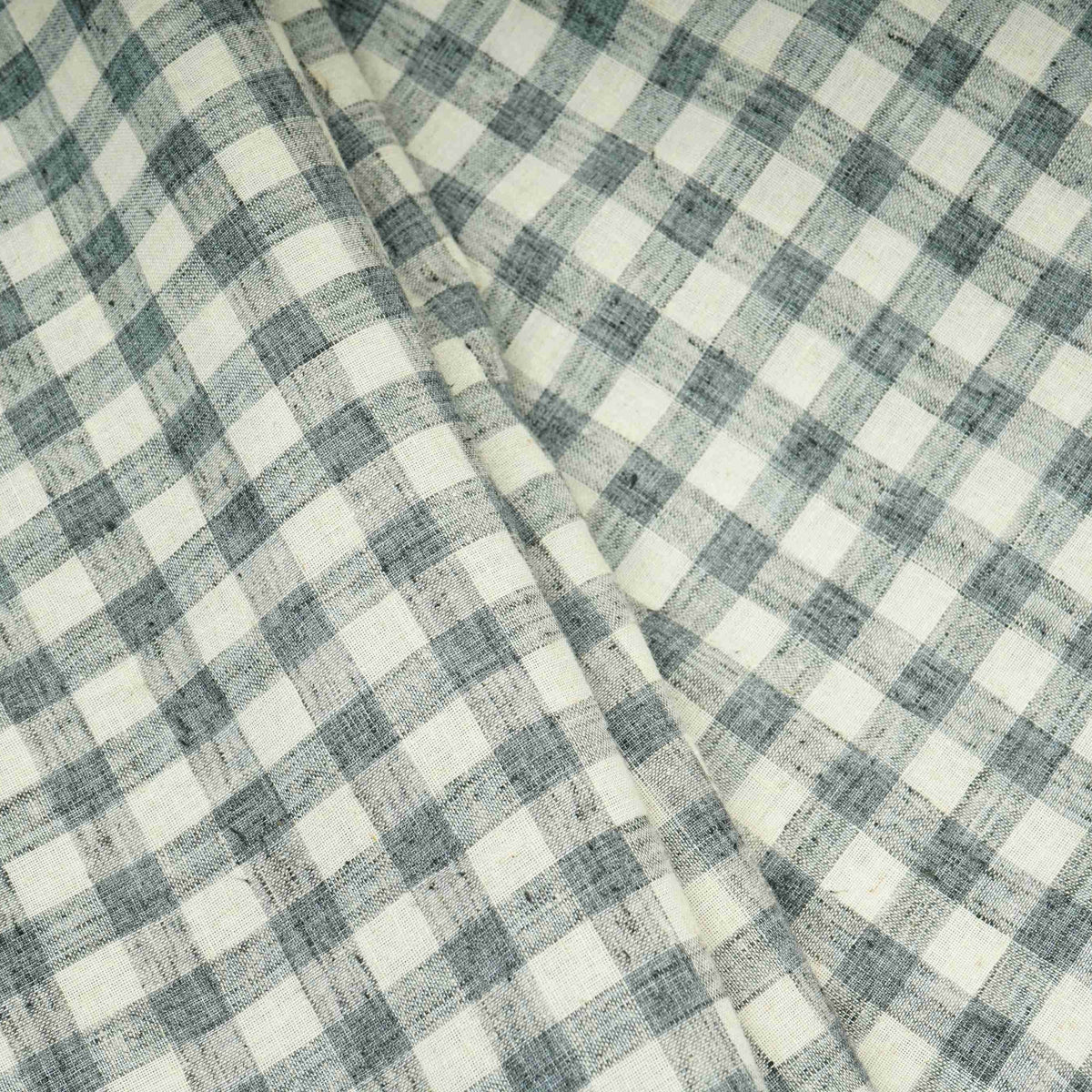 Grey & White Check Linen Fabric RS-30236 - TradeUNO
