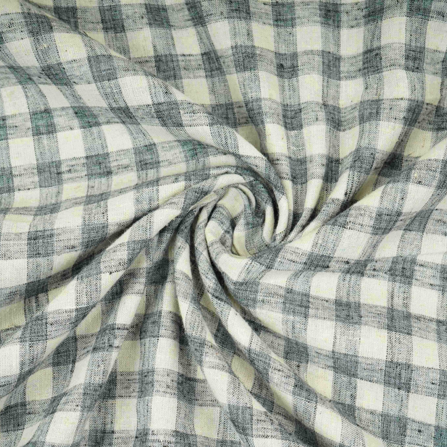 Grey & White Check Linen Fabric RS-30236