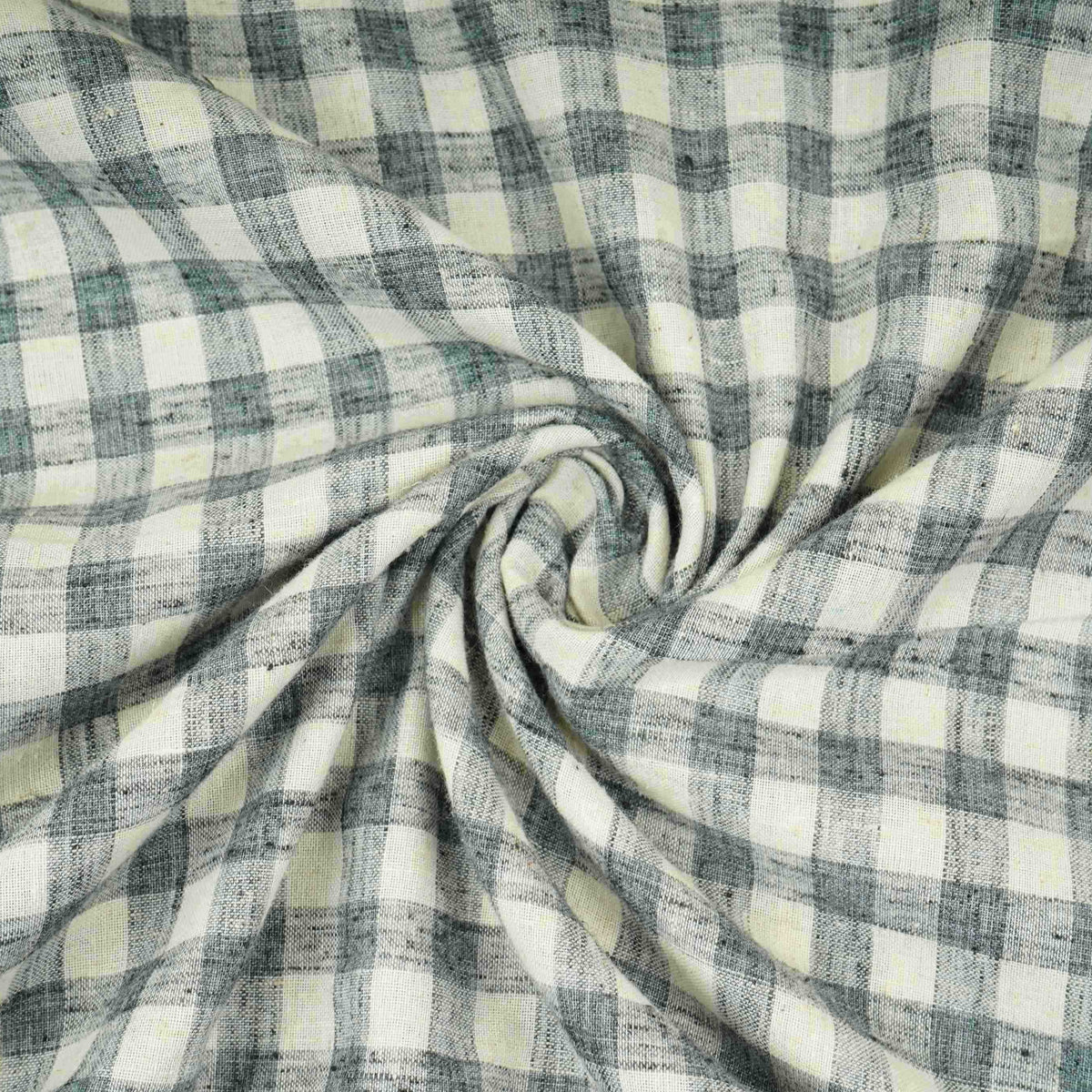 Grey & White Check Linen Fabric RS-30236 - TradeUNO