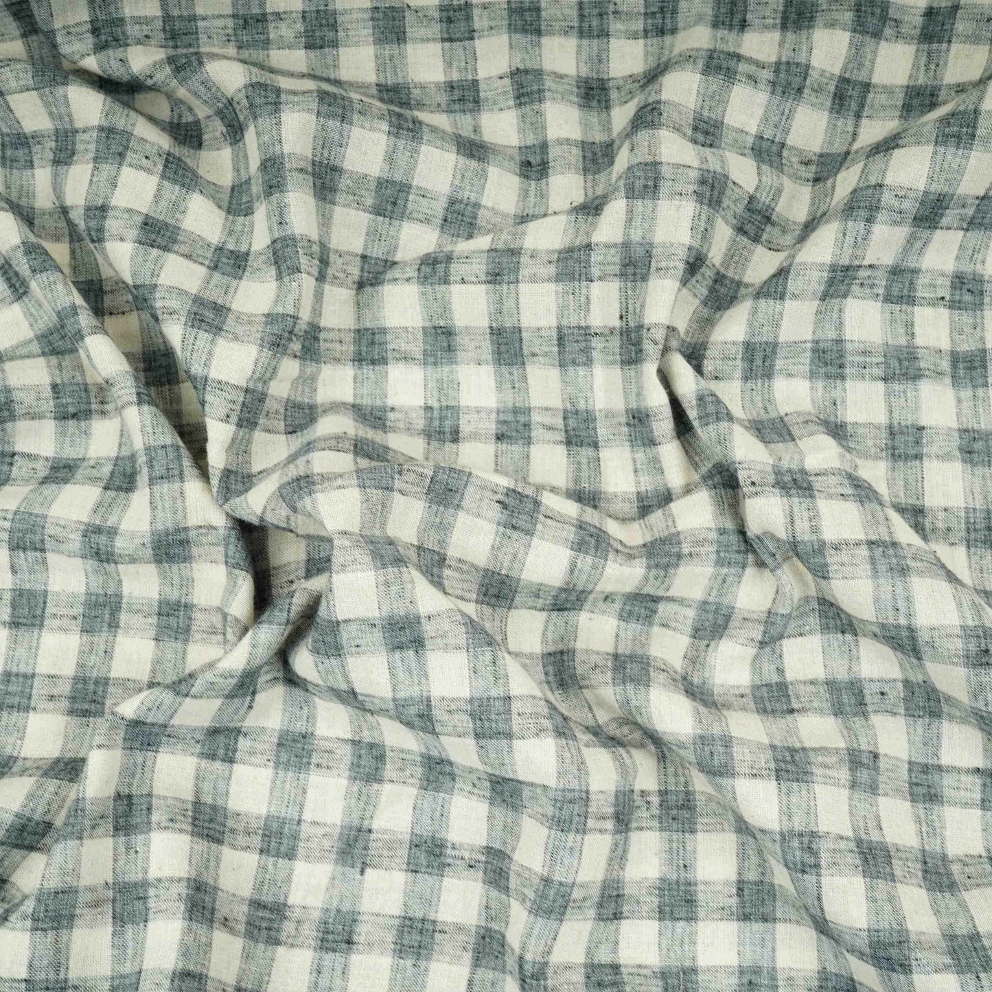 Grey & White Check Linen Fabric RS-30236