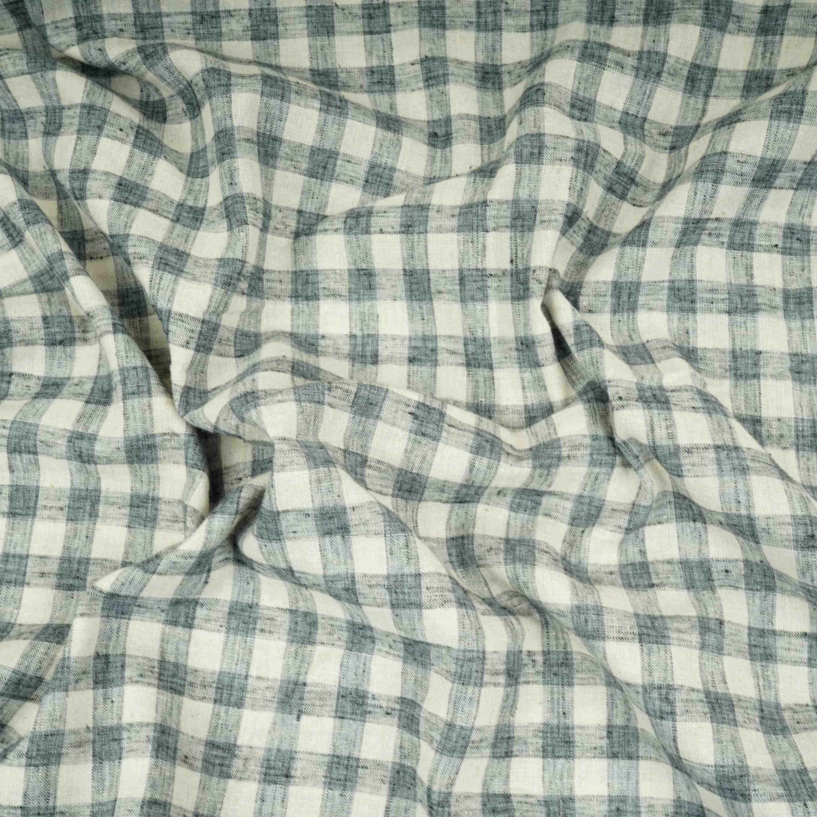 Grey & White Check Linen Fabric RS-30236 - TradeUNO