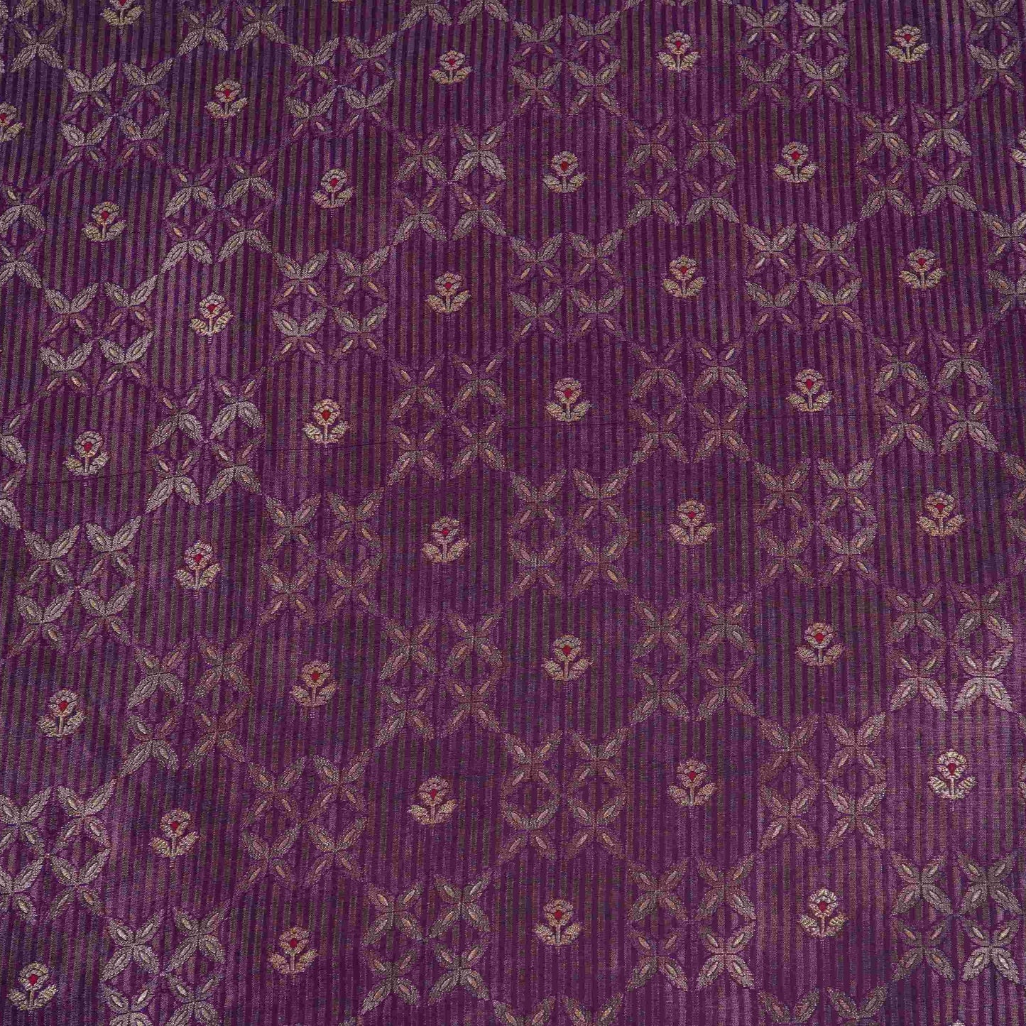Purple Jaal Dupion Silk Tissue Fabric YHF-32859