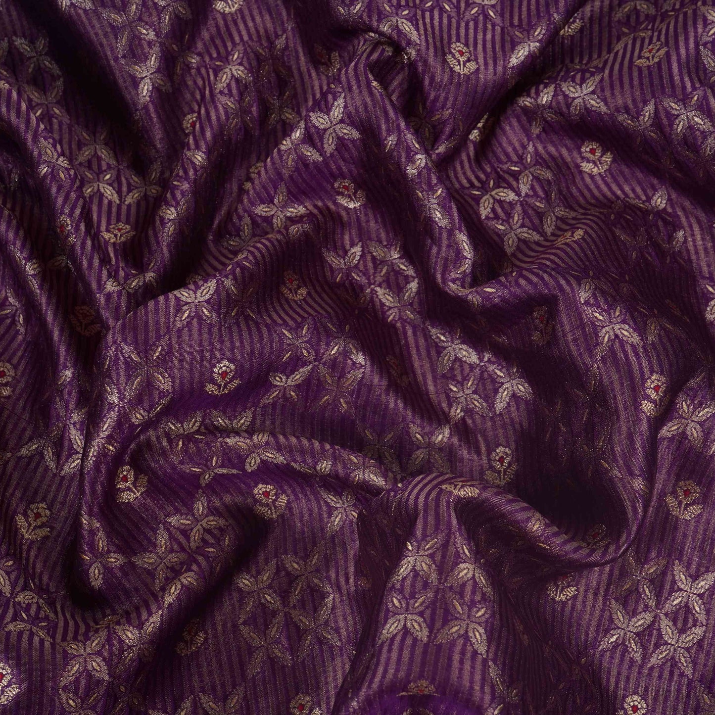 Purple Jaal Dupion Silk Tissue Fabric YHF-32859