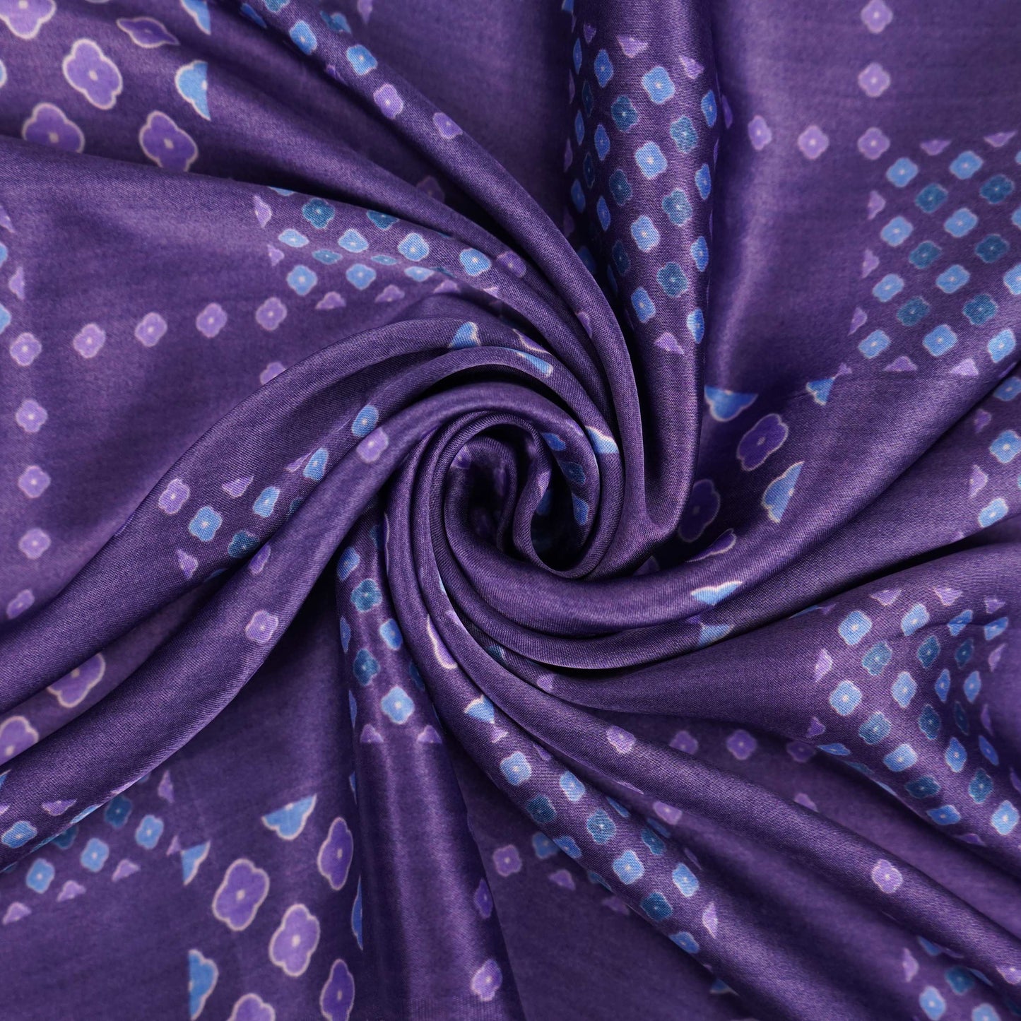 Royal Blue Geometrical Bandhani print Bemberg Modal Silk Fabric KTP-31423