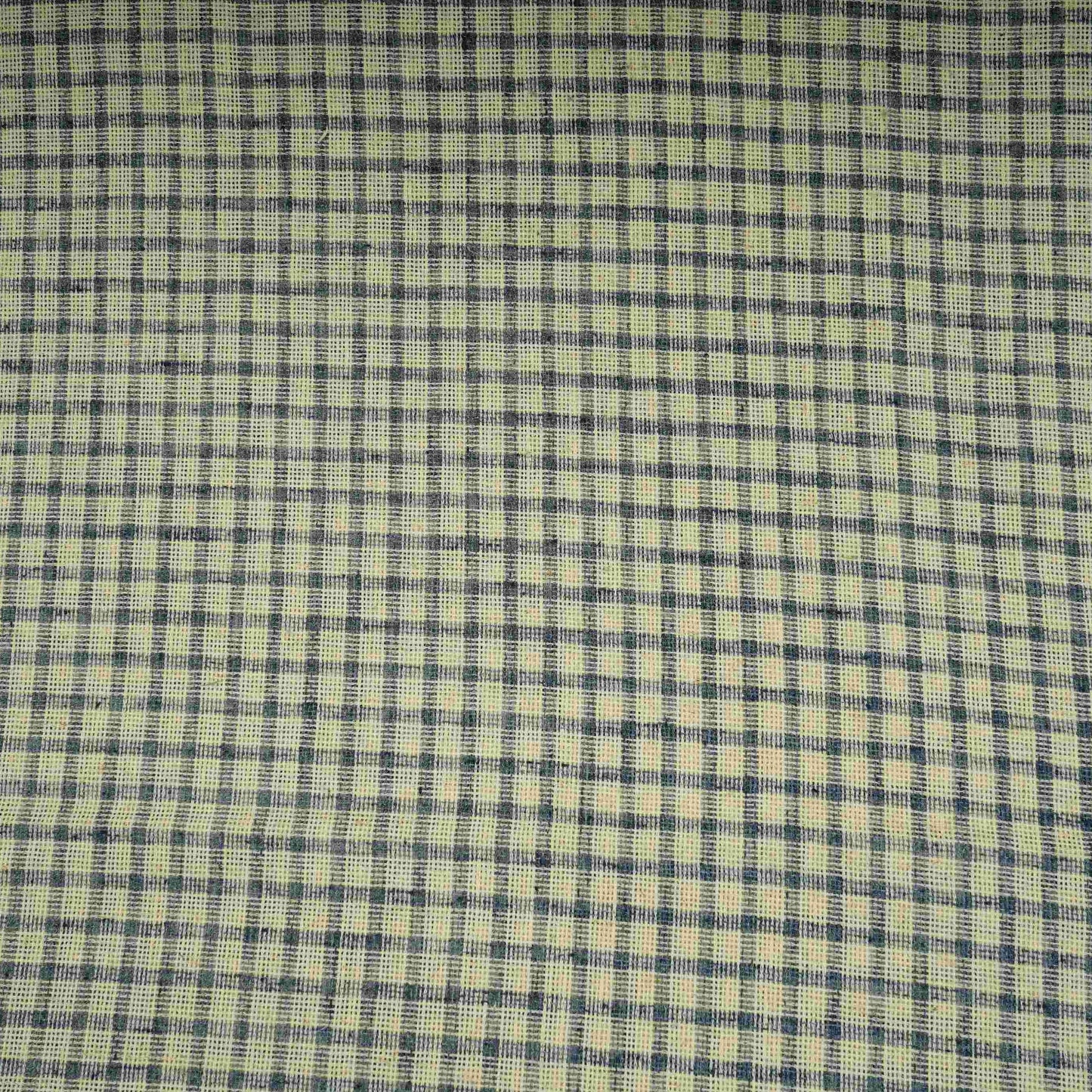 Blue with Cream Check Linen Denim Fabric RS-31217