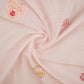 Baby Pink floral embroidery Mul Chanderi Fabric DC-29685