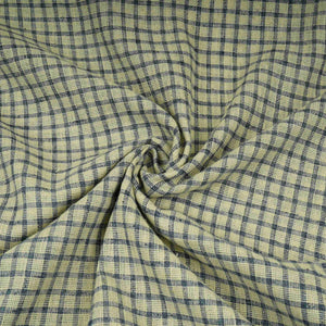 Blue with Cream Check Linen Denim Fabric RS-31217 - TradeUNO