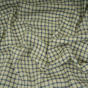Blue with Cream Check Linen Denim Fabric RS-31217 - TradeUNO