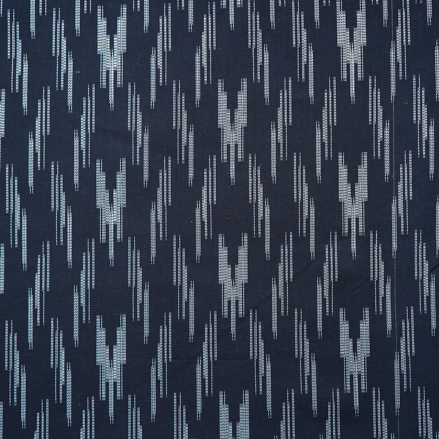 Dark Blue & White Ikkat Print Cotton Fabric