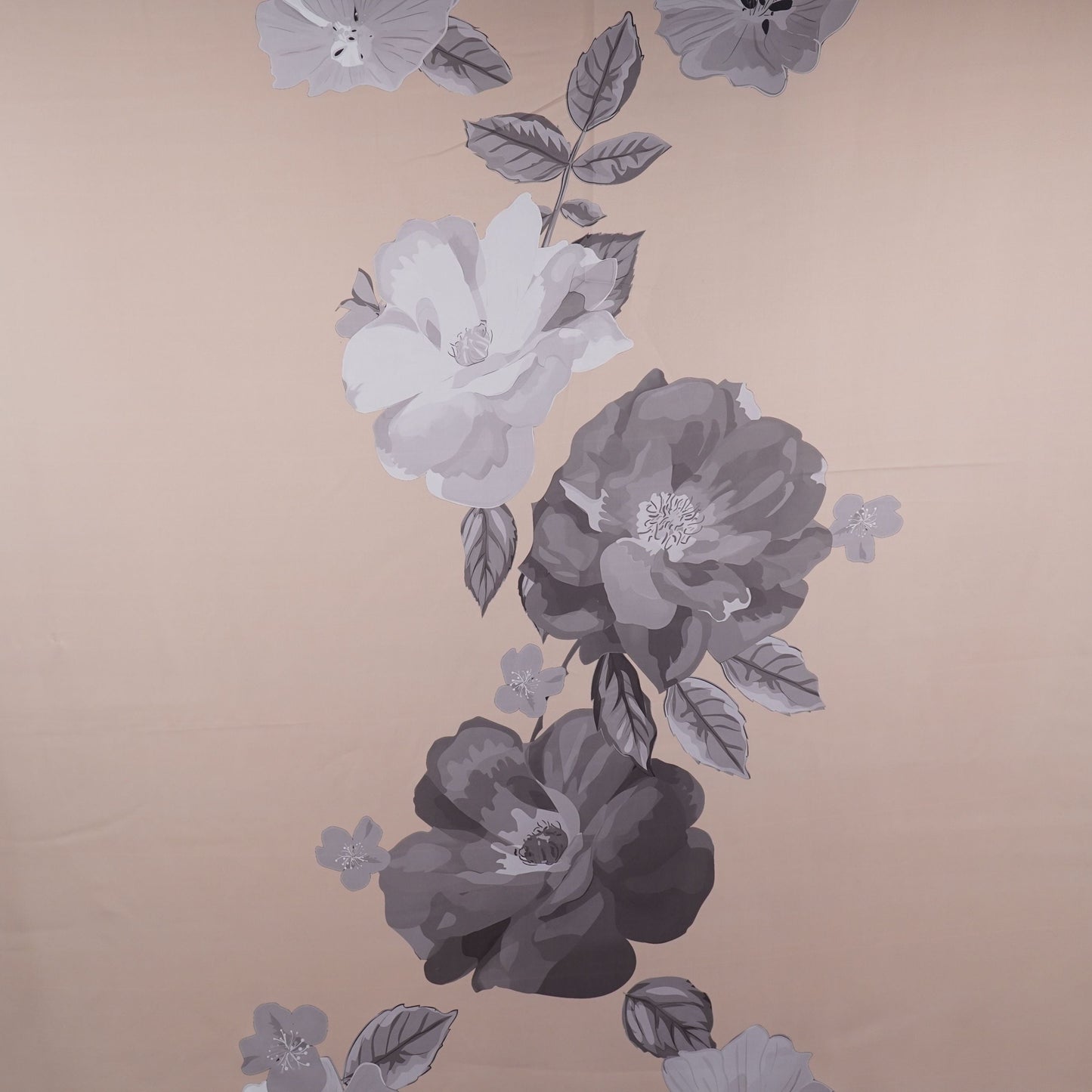 Beige floral print Modal Silk Fabric MTF-31489