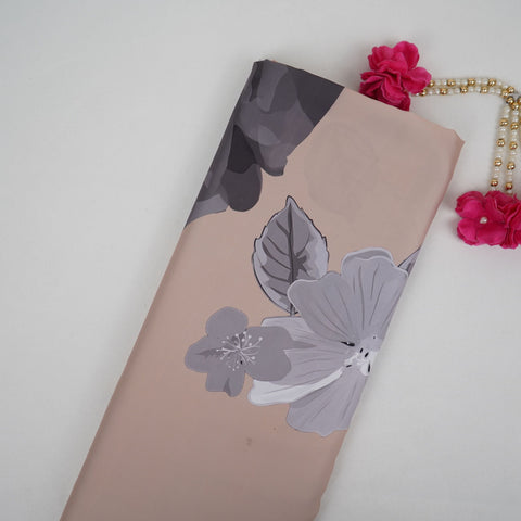 Beige floral print Modal Silk Fabric MTF-31489