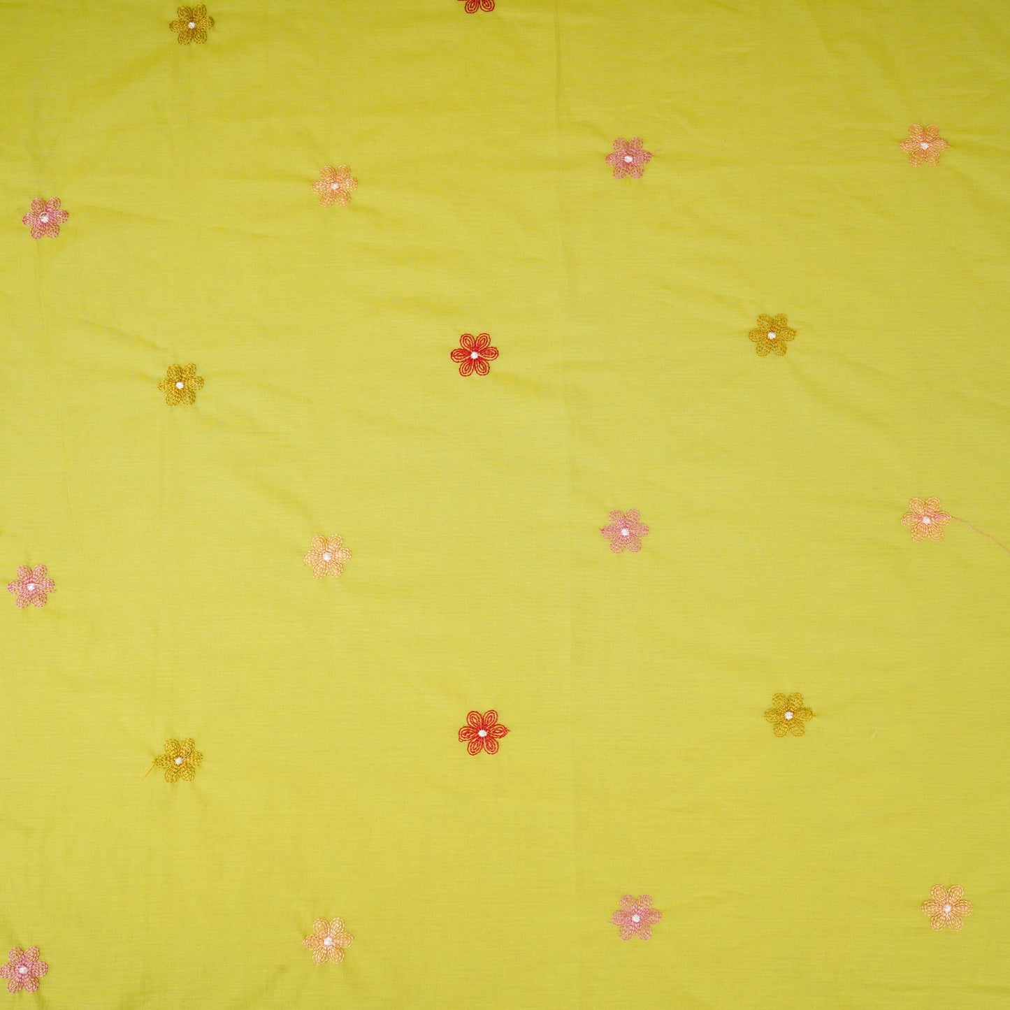 Parrot floral embroidery motif Mul Chanderi Fabric DC-29677