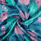 Teal Blue floral print Bemberg Modal Silk Fabric KTP-31408