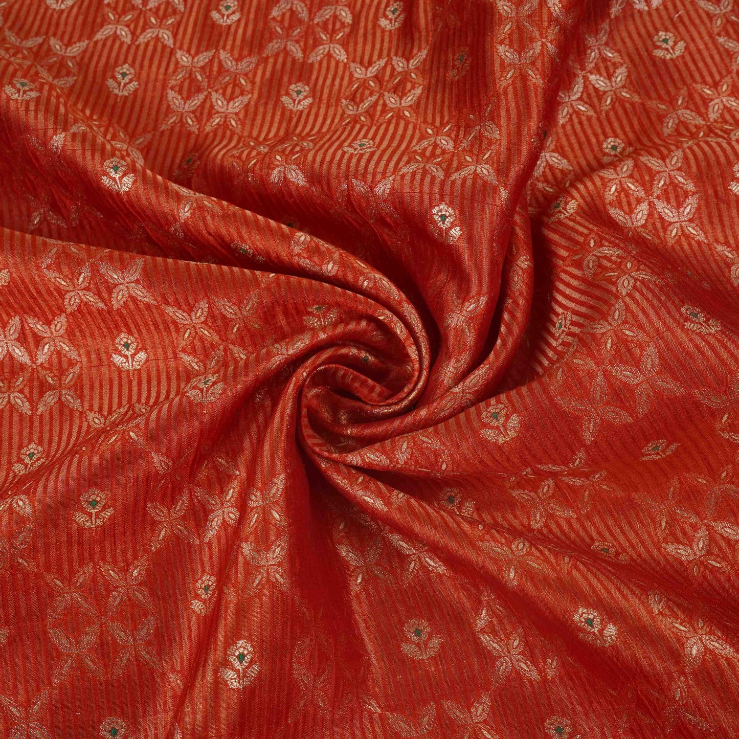 Orange Jaal Dupion Silk Tissue Fabric YHF-32857