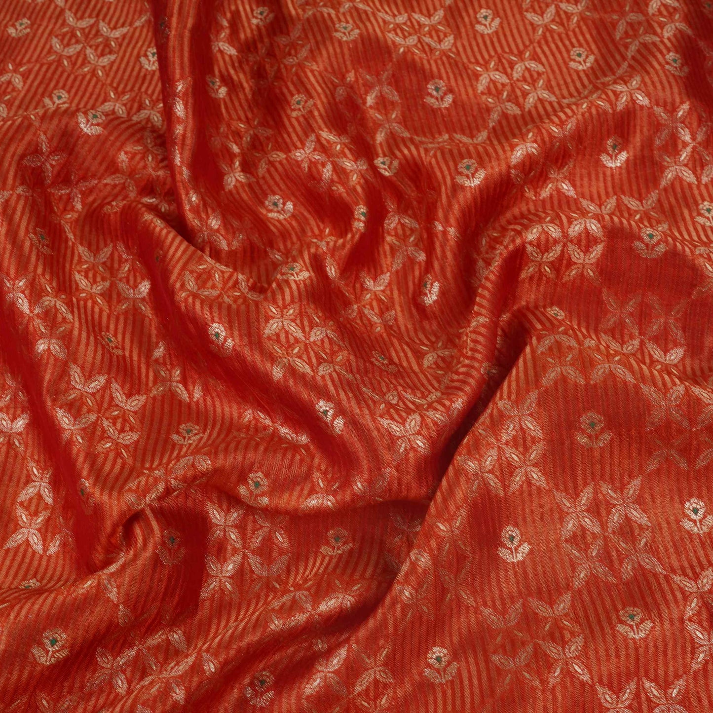 Orange Jaal Dupion Silk Tissue Fabric YHF-32857