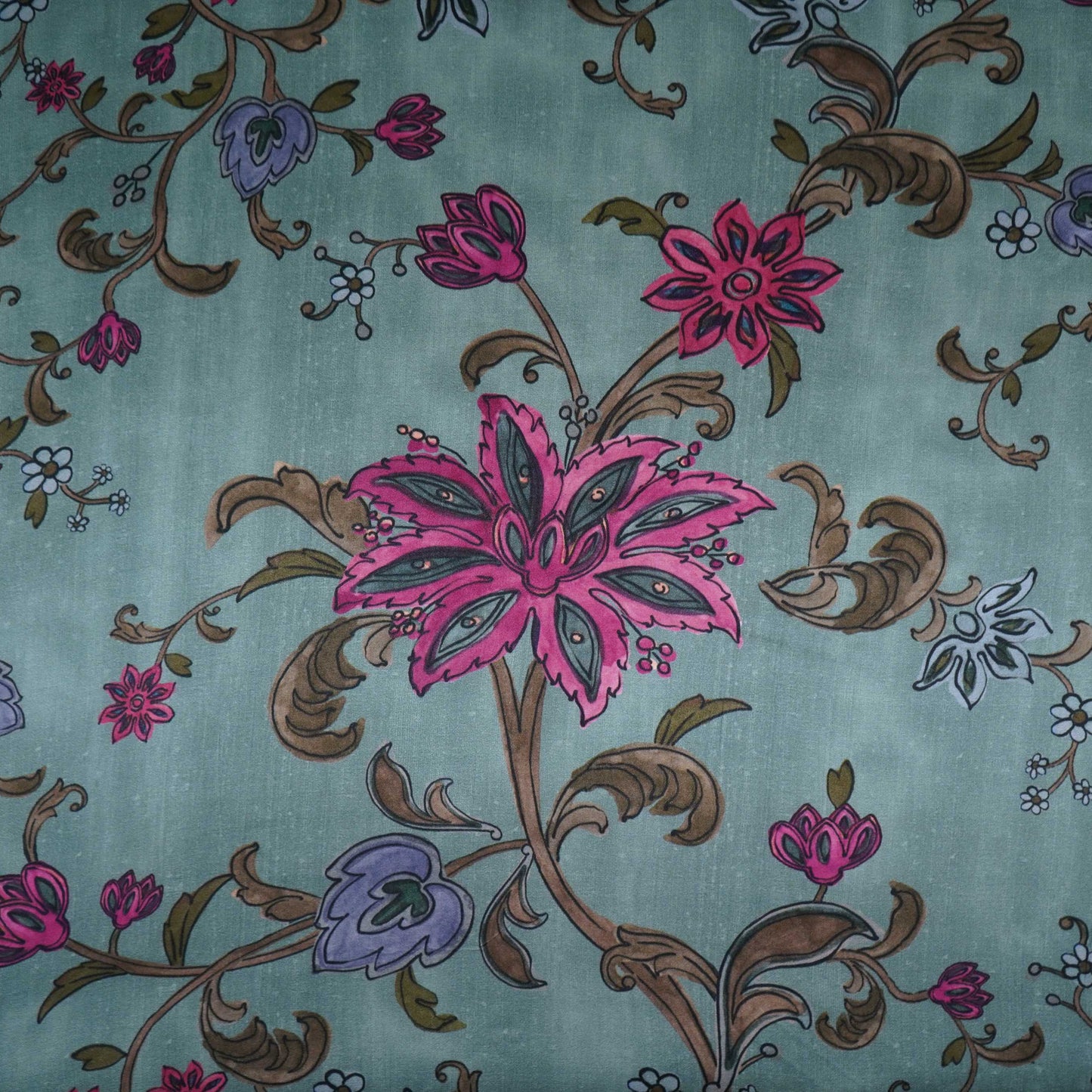 Sage Green floral print Bemberg Modal Silk Fabric KTP-31431