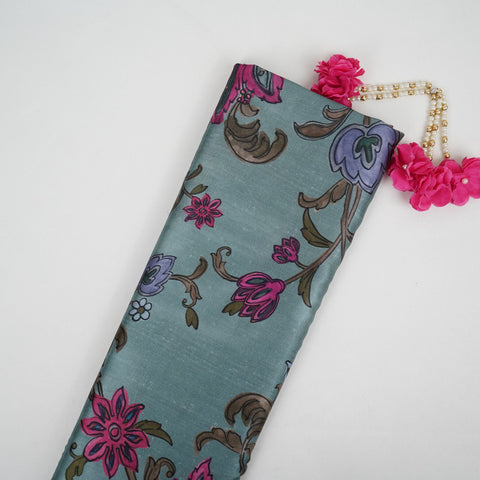 Sage Green floral print Bemberg Modal Silk Fabric KTP-31431