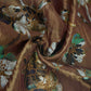 Chocolate Brown Applique Work Tissue Fabric YHF-32815