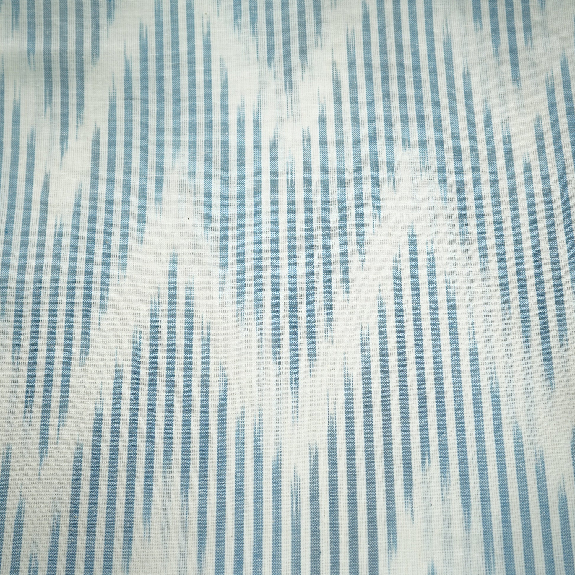 White & Blue Stripes Print Cotton Fabric 11289