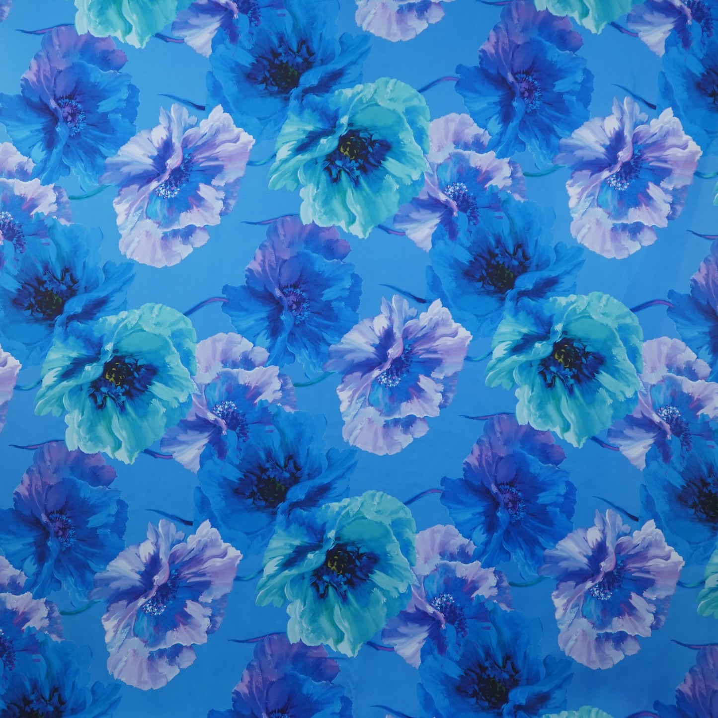 Royal Blue floral print Modal Silk Fabric MTF-31493