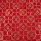 Red Floral Jaal Dupion Silk Tissue Fabric YHF-32826