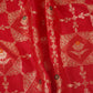 Red Floral Jaal Dupion Silk Tissue Fabric YHF-32826
