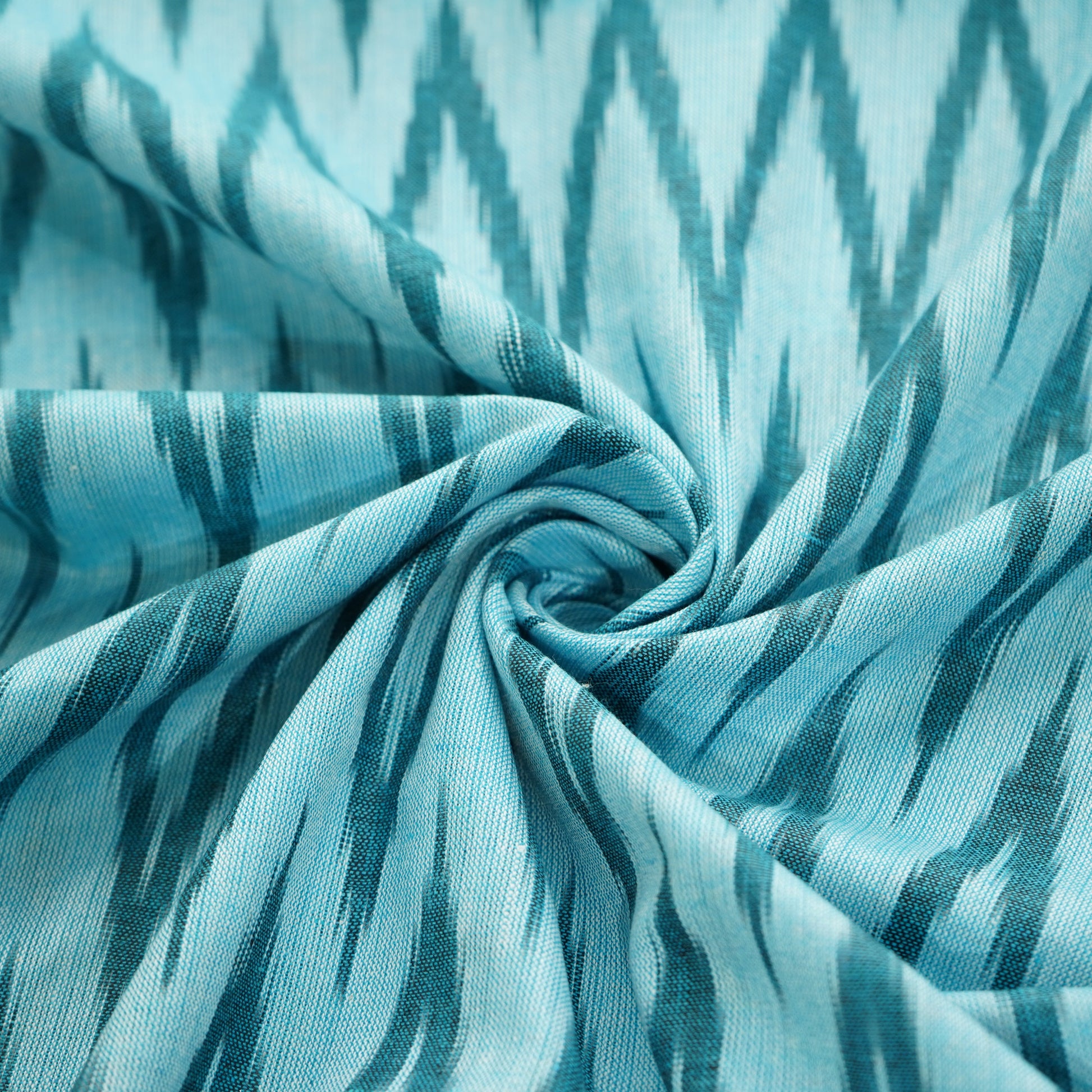 Blue Dark Blue Ikkat Print Cotton Fabric 16338