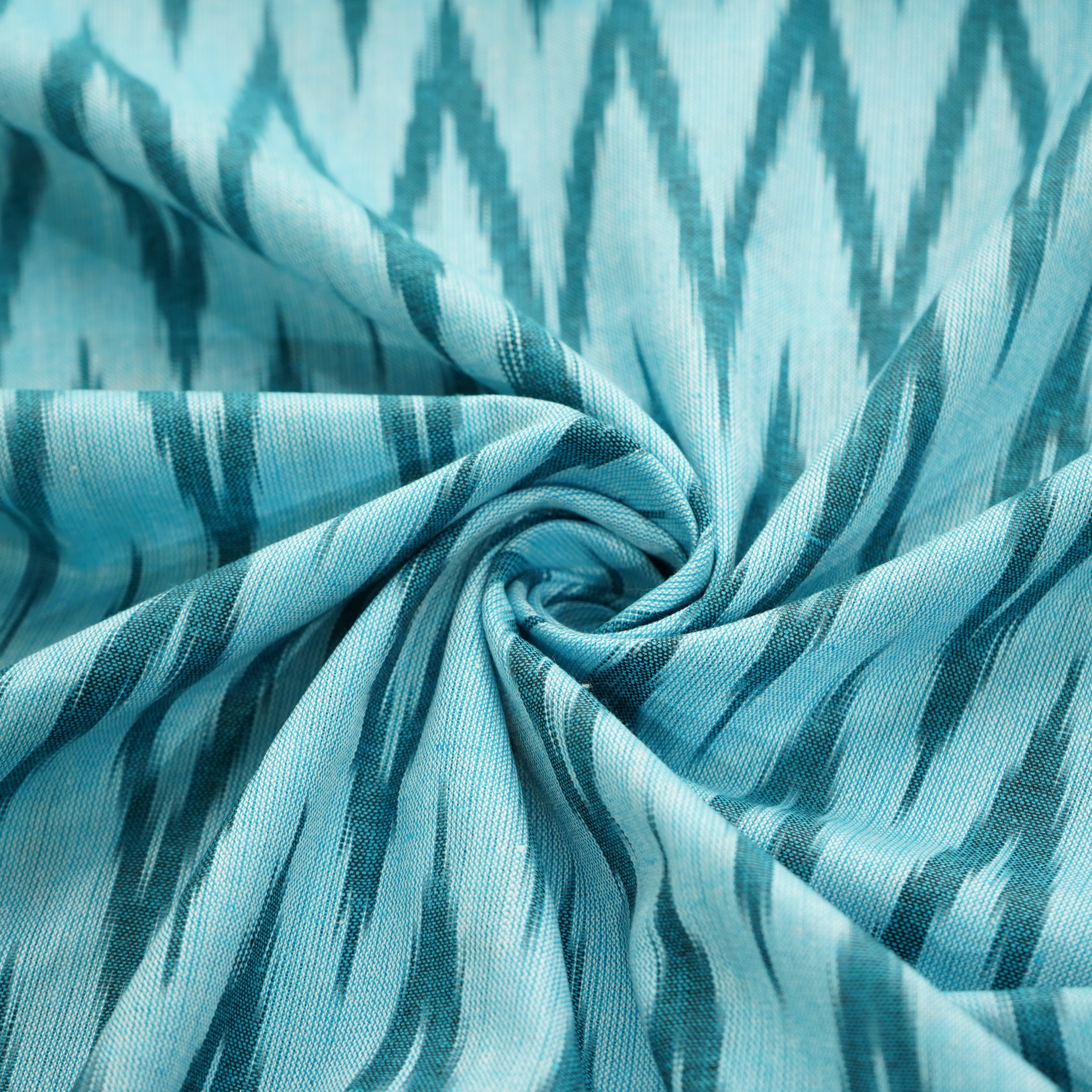 Blue Dark Blue Ikkat Print Cotton Fabric 16338