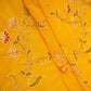 Yellow Mughal embroidery Mul Chanderi Fabric DC-29672