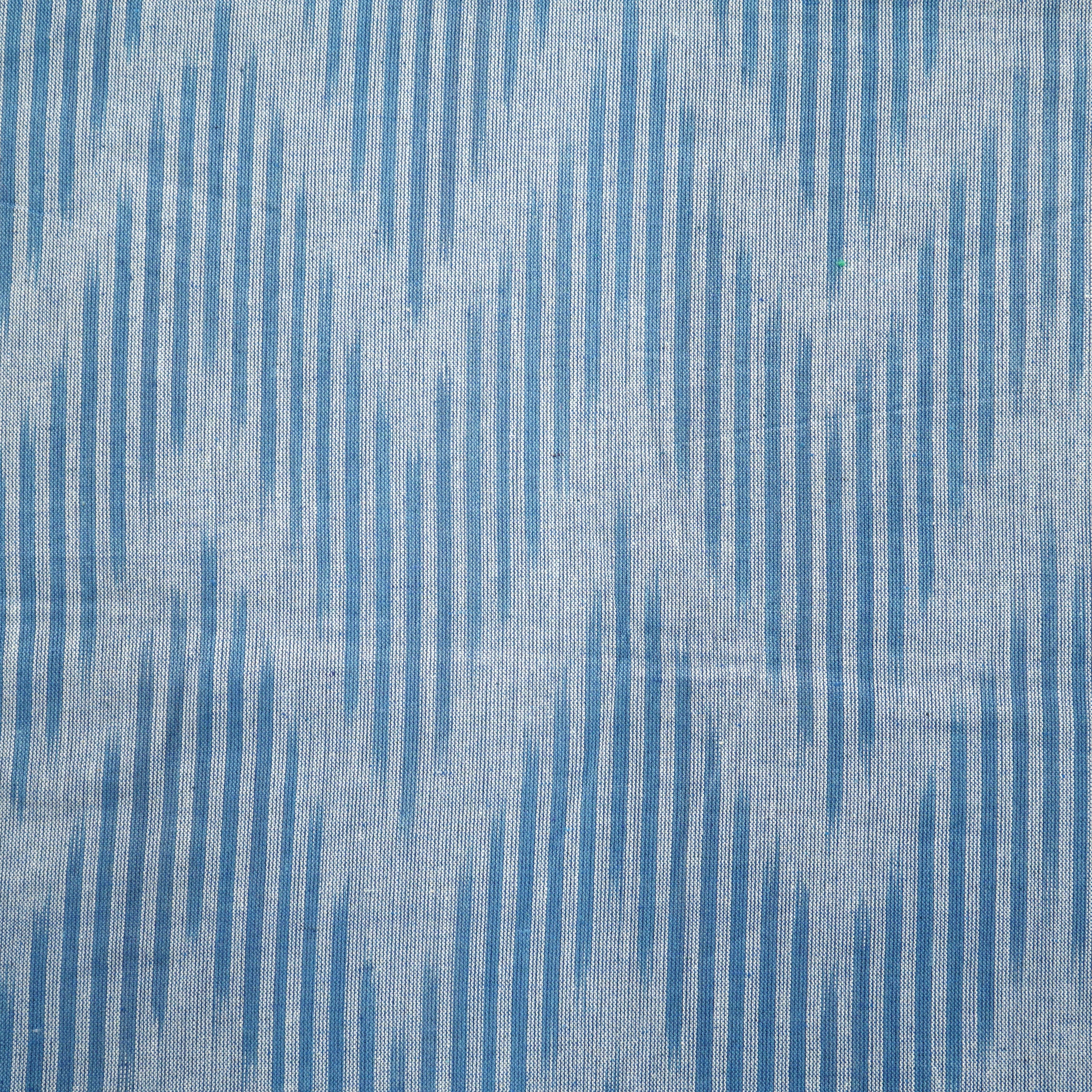 Steel Blue Ikkat Print Cotton Fabric