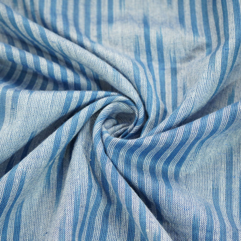 Steel Blue Ikkat Print Cotton Fabric