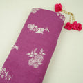 Magenta thread embroidery Pure Linen Fabric SN-31244