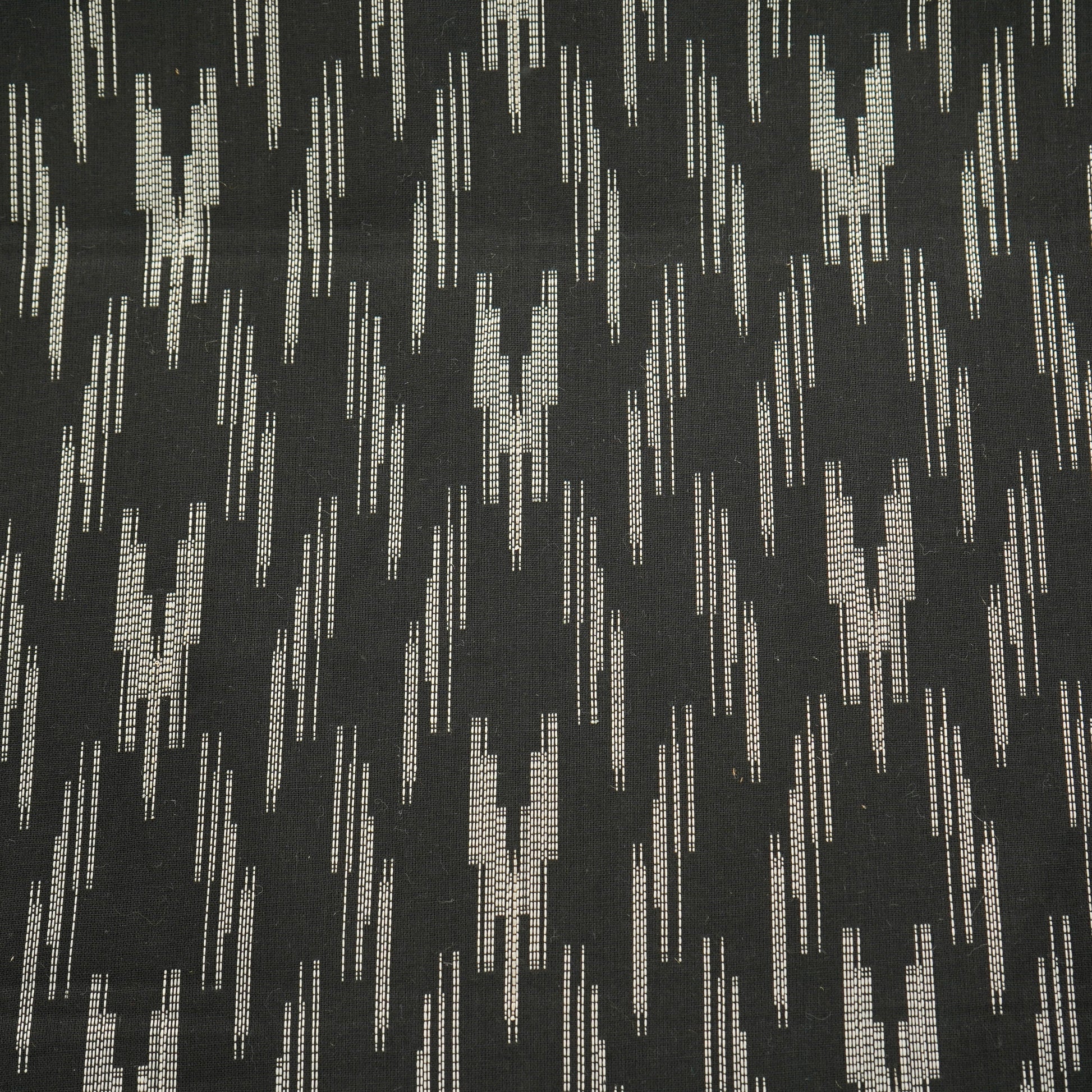Black & White Ikkat Print Cotton Fabric 12010