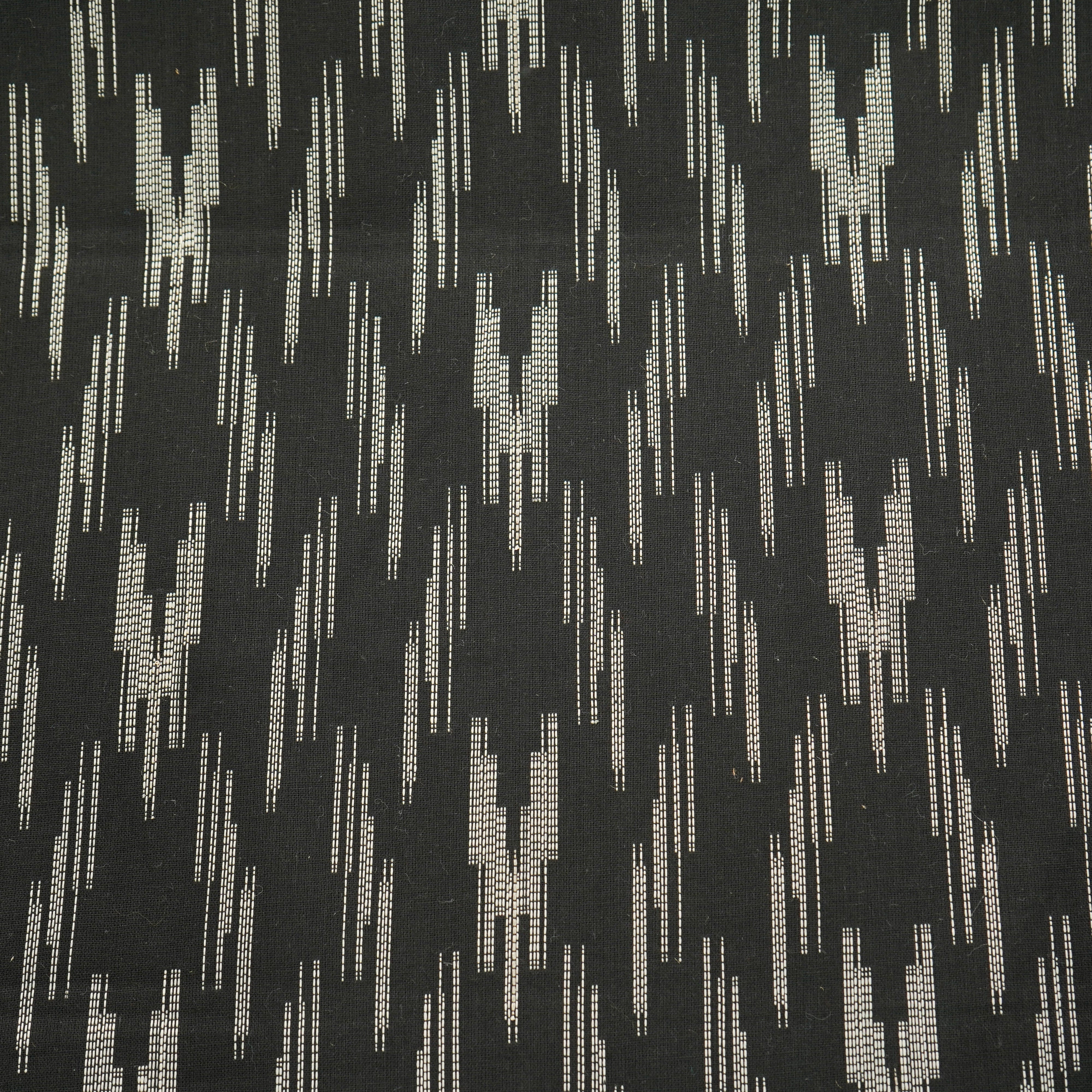 Black & White Ikkat Print Cotton Fabric 12010