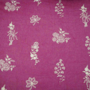 Magenta thread embroidery Pure Linen Fabric SN-31244 - TradeUNO