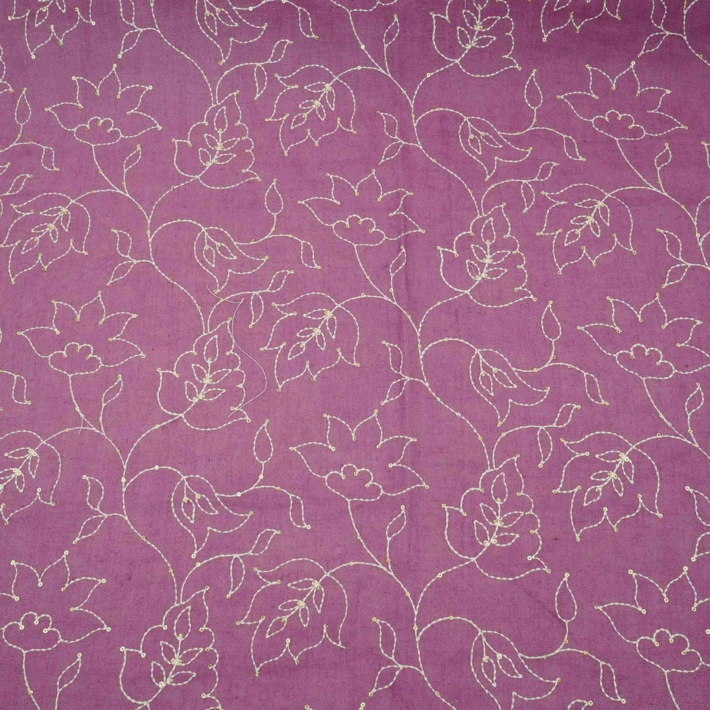 Lavender thread embroidery Pure Linen Fabric SN-31239