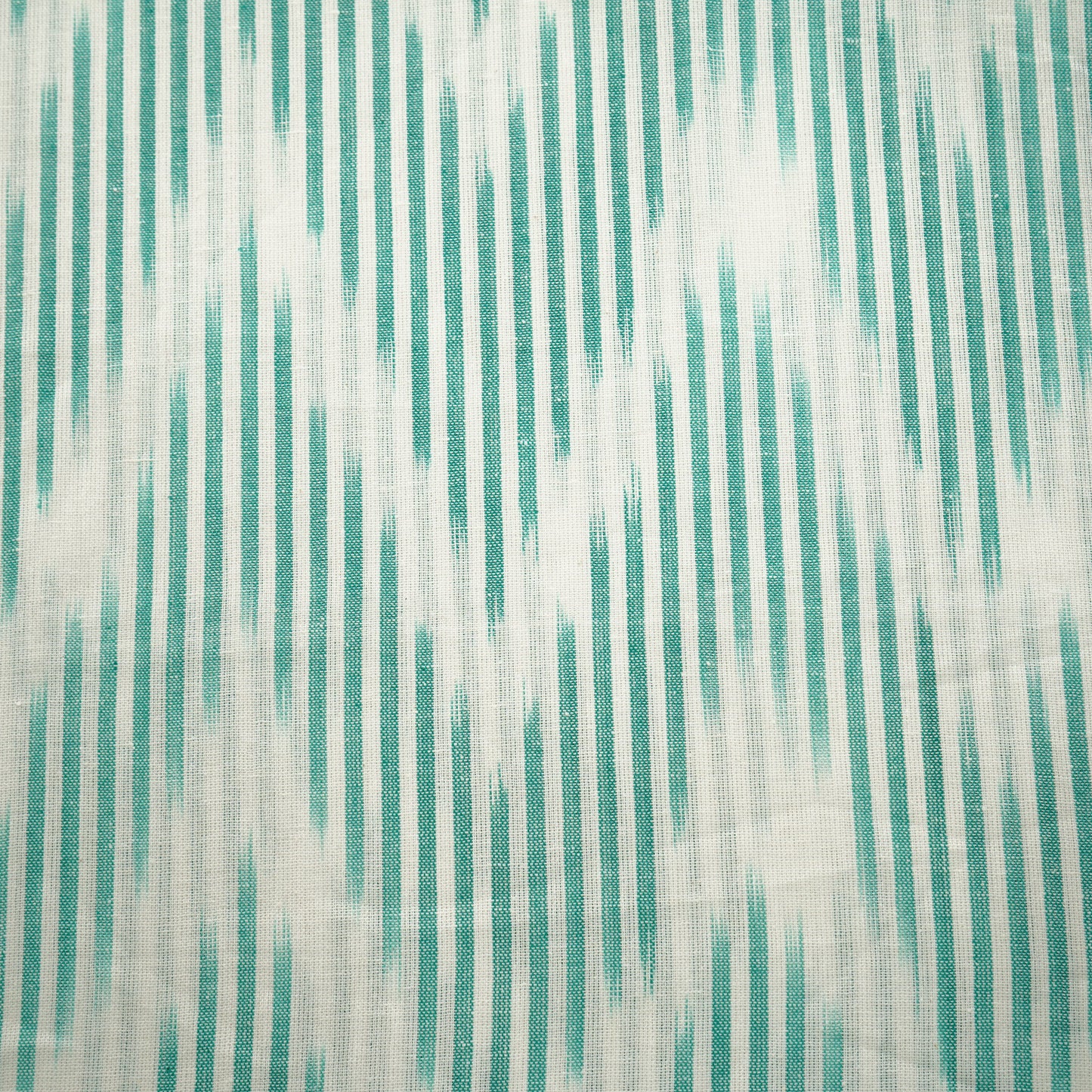 White Green Ikkat Print Cotton Fabric