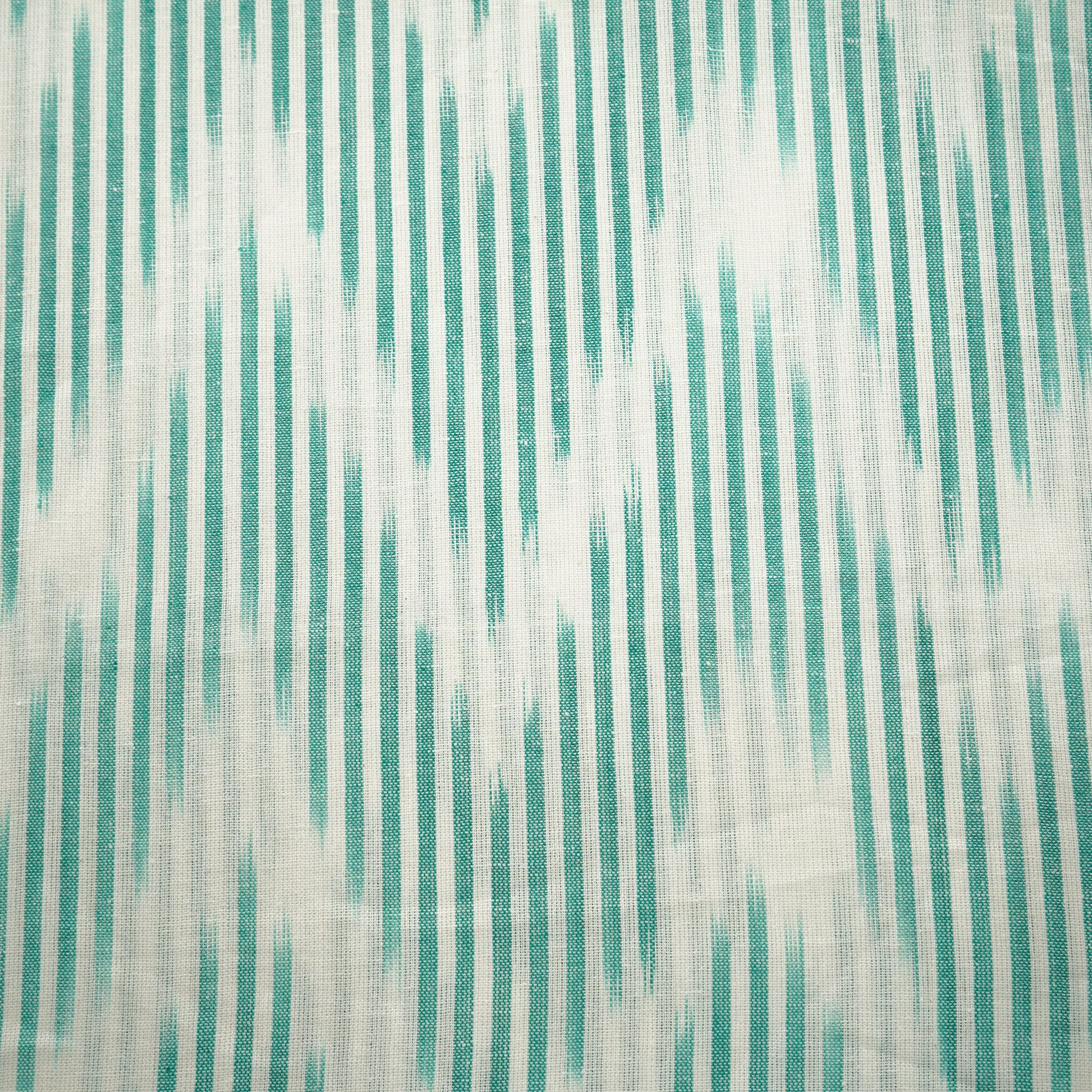 White Green Ikkat Print Cotton Fabric