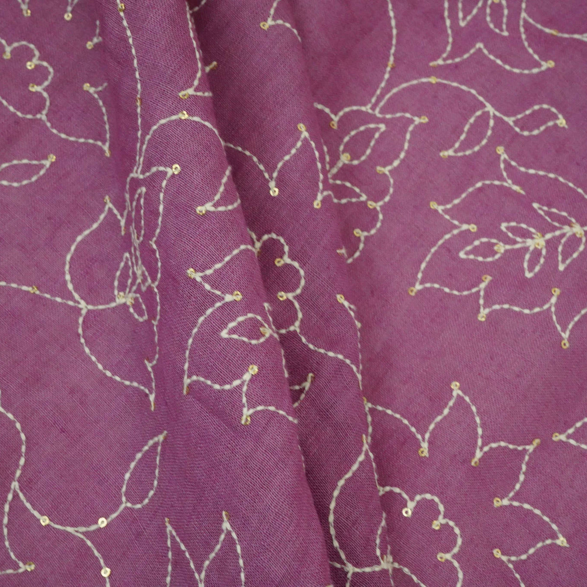 Lavender thread embroidery Pure Linen Fabric SN-31239 - TradeUNO