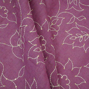 Lavender thread embroidery Pure Linen Fabric SN-31239 - TradeUNO
