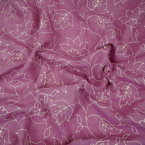 Lavender thread embroidery Pure Linen Fabric SN-31239 - TradeUNO