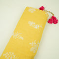 Mustard Yellow thread embroidery Pure Linen Fabric SN-31243