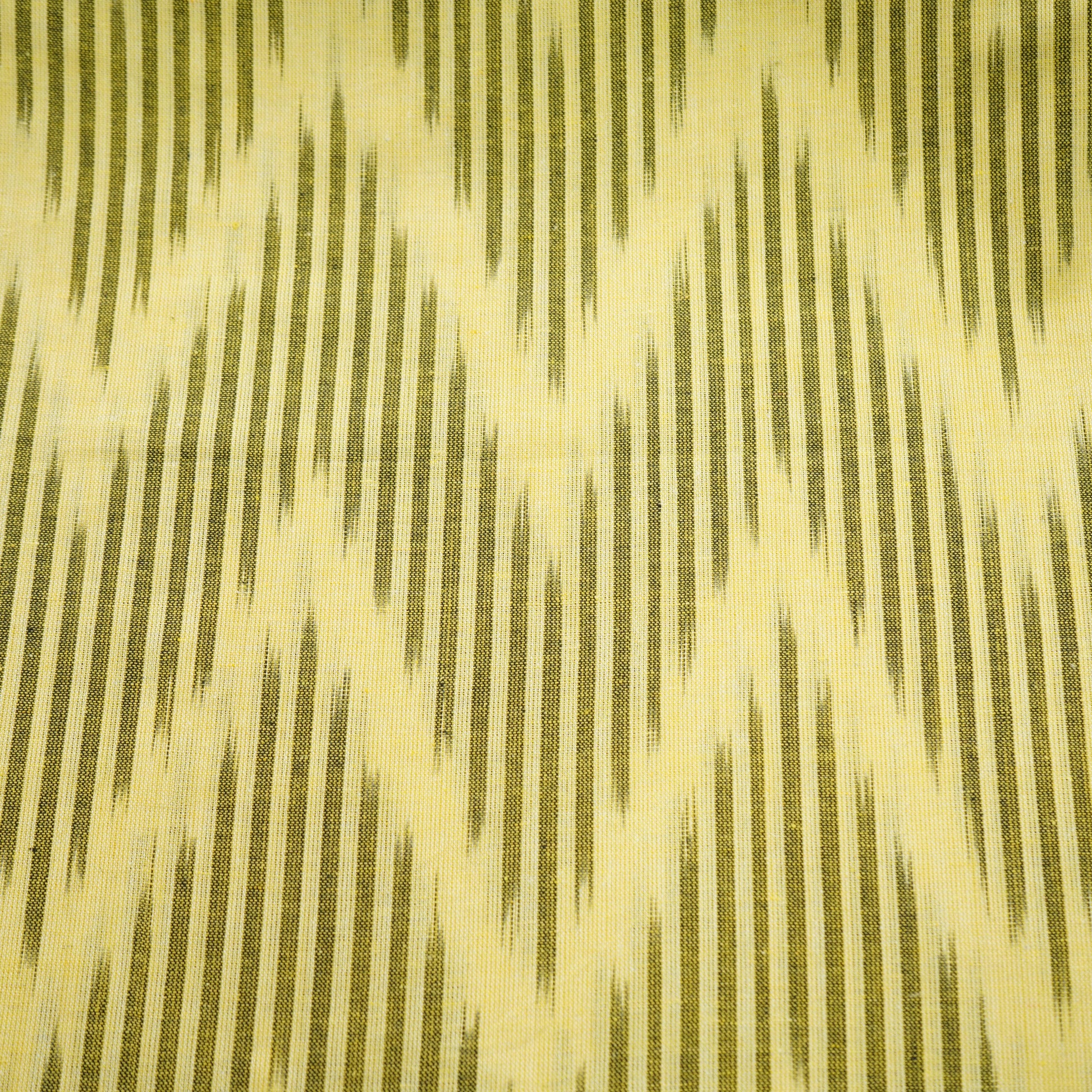 Yellow Brown Ikkat Print Cotton Fabric
